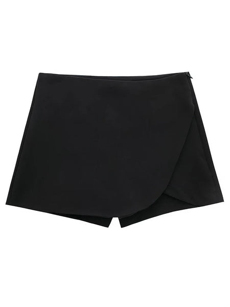Willshela Women Fashion Solid Side Zipper Skirts Shorts Vintage High Waist Female Chic Lady Shorts