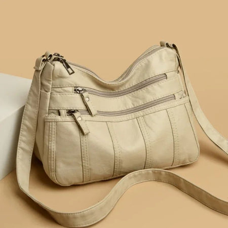Fashion Soft Leather Crossbody Bags for Women 2025 Casual Female Multi Pocket Messenger Bags Retro Handbags Ladies Shoulder Bags