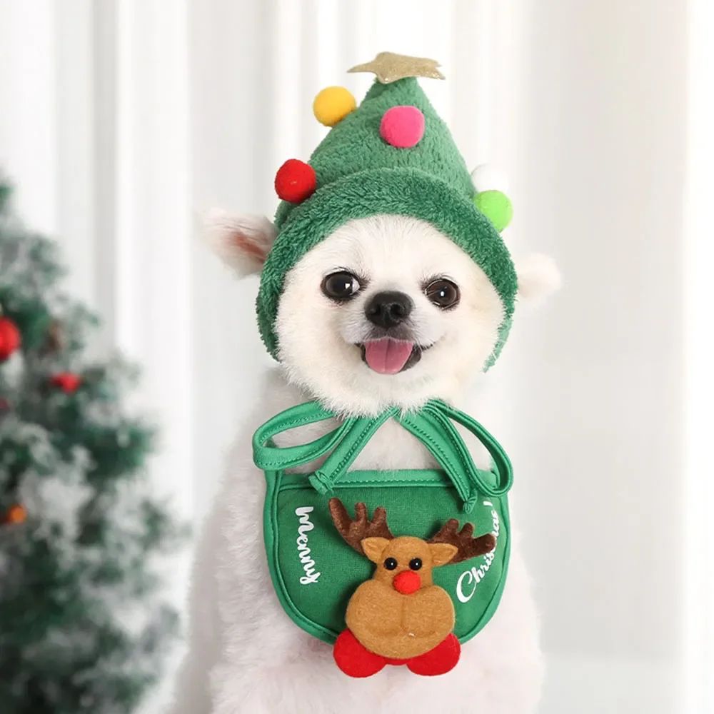 1Pcs Funny Dog Christmas Hat Pets Santa Bibs New Year Party Cosplay Costume Puppy Cap Cute Cats Bandana Clothes Accessories Gift