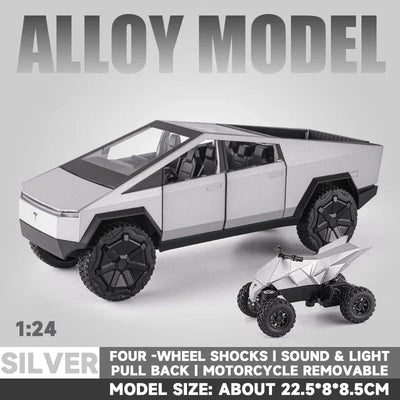 Alloy Model Car 1:24 Diecast Miniature Metal Pickup Vehicle Chidlren Birthday Collected Gift Van Truck Tesla Cybertruck Boys Toy