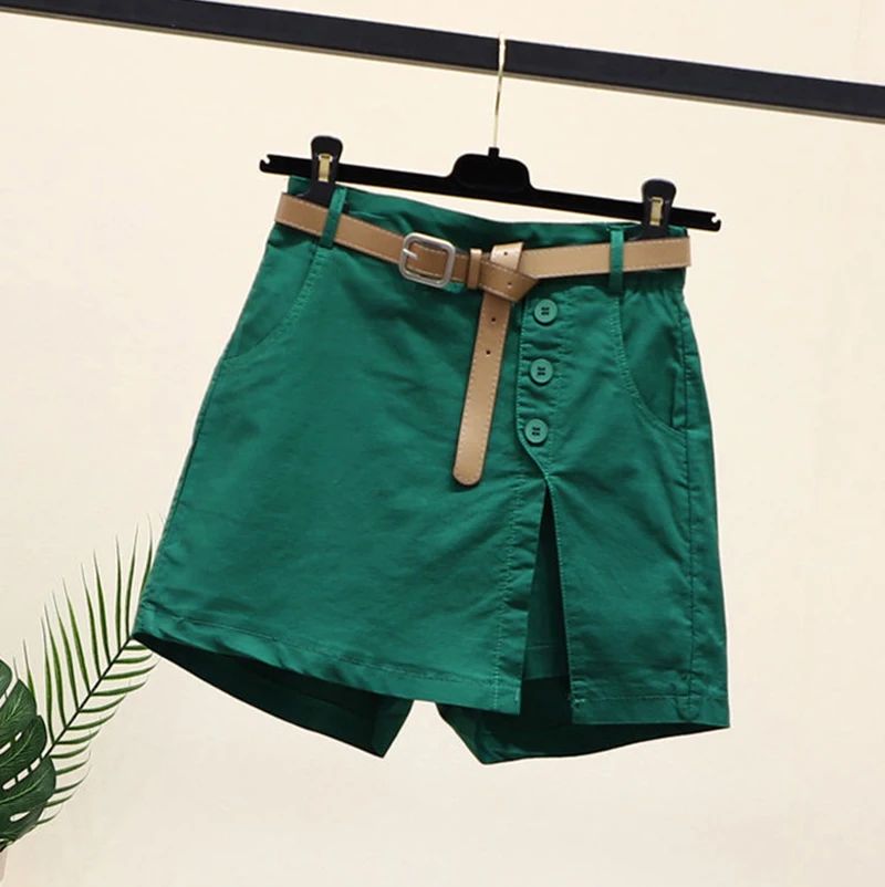 2026 Chic Shorts Women Korean Solid Buttons Side Slit A-line Streetwear Fashion Skirts Chic Harajuku Summer Loose Pants