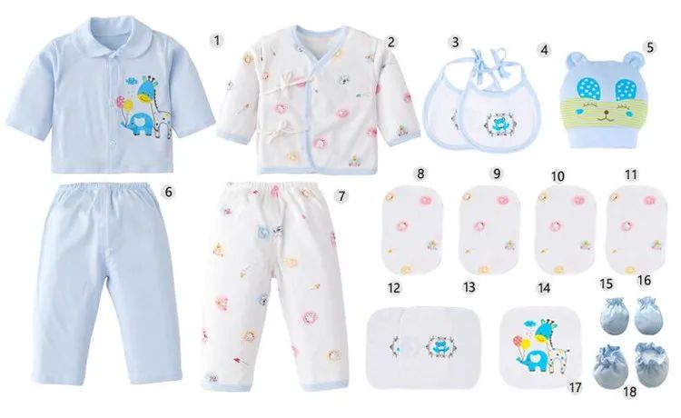 18 Piece/lot Newborn Baby Girl Clothes Set 100% Cotton Infant Baby Girl Set Soft Autumn Boys Clothing Baby Gift Without Box