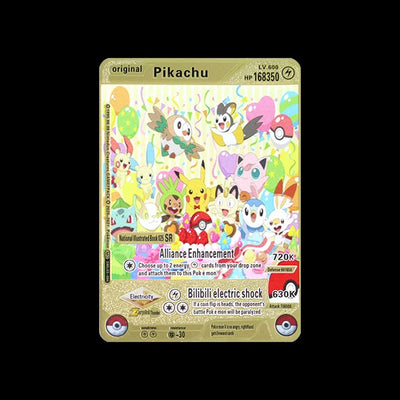 Pokemon 183200 Points High Hp  Gold Black English French Metal Cards Vmax Mega GX Game Collection Cards Charizard Pikachu Mewtwo