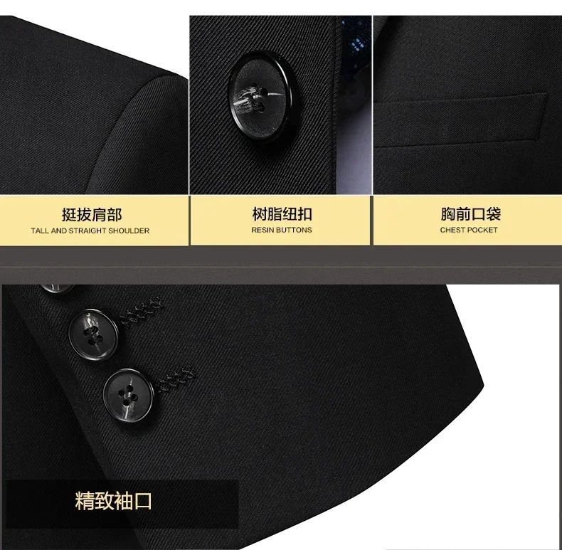 Suit 8XL (Blazer + Trousers) Men Korean Version of The Youth Elegant Fashion Simple Casual Gentleman Best Man Suit 2 Piece Suit