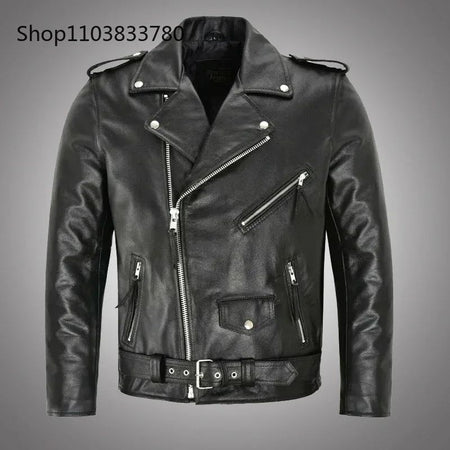 Men PU Leather Jacket Motorcycle Fashion Slim Fit Leather Coat Male Solid Turn-Down Collar Motorcycle Outwear Streetwear 4XL