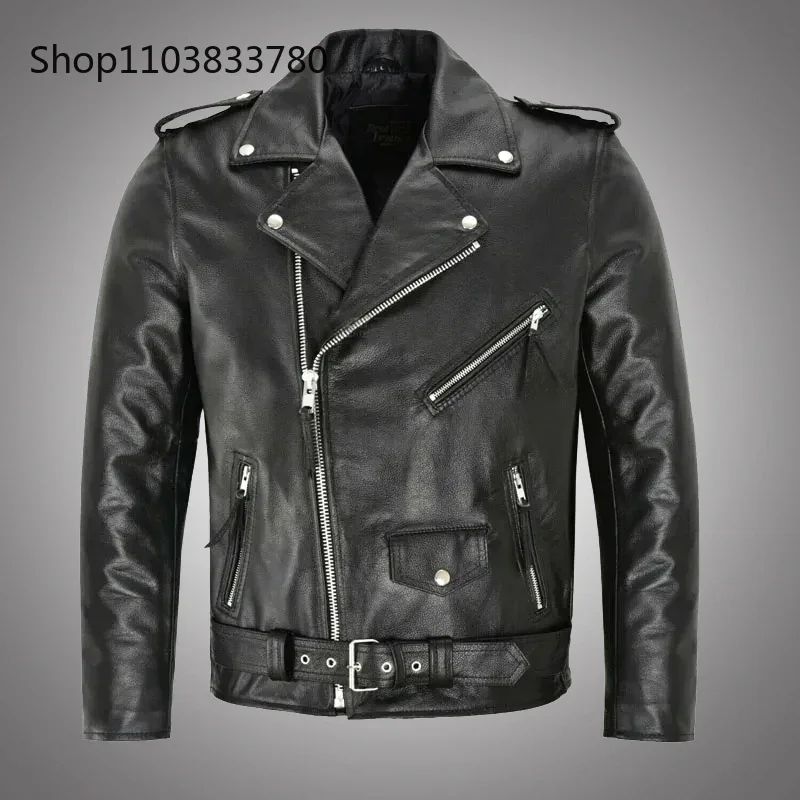 Men PU Leather Jacket Motorcycle Fashion Slim Fit Leather Coat Male Solid Turn-Down Collar Motorcycle Outwear Streetwear 4XL
