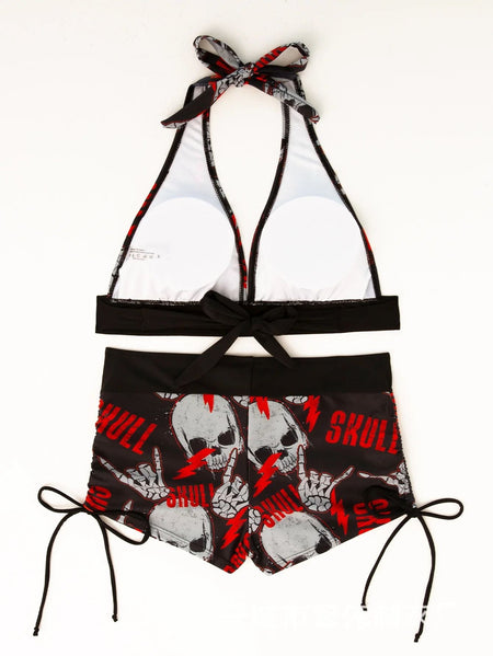 Conservative Skull Print Bikini Women's Swimsuit Flat Briefs New Arrival Swimwear from Mainland China Female Fashionable