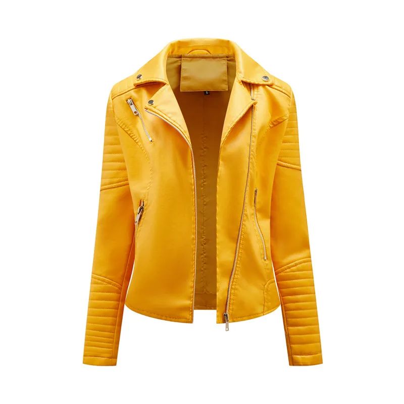 Black Women Faux Leather Jacket Spring Autumn Zipper Casual Pu Coat Female Biker Outerwear Ladies Clothes S-XXXL
