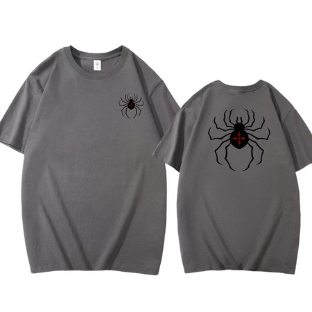 Pure Cotton Men's t shirt Y2k Spider Print T-shirt Casual Street Loose Women's T-shirt vintage graphic t shirts for men
