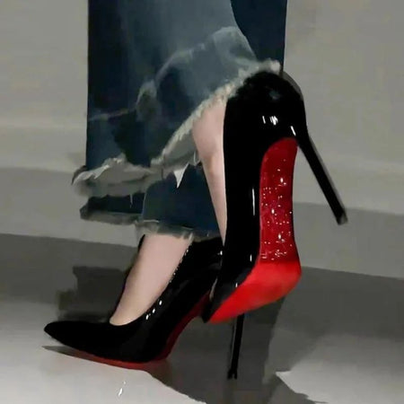 Women's High Heels 2024 New Rhinestone Red High Heels Large Size Women's Wedding Shoes Pointed Toe Women's High Heels Zapatos