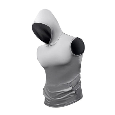 Men's Quick Dry Vest with Hoodies Solid Color GYM Tank Top Tees Summer Men's Sleeveless Pullover Fitness Swimming Running Shirt