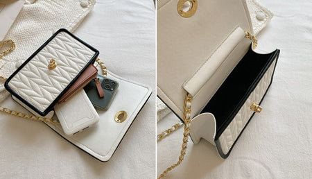 New Fashion Women's Shoulder Bag Simple Chain Texture Small Square Bag Light Luxury Party Crossbody Bag Purses and Handbags