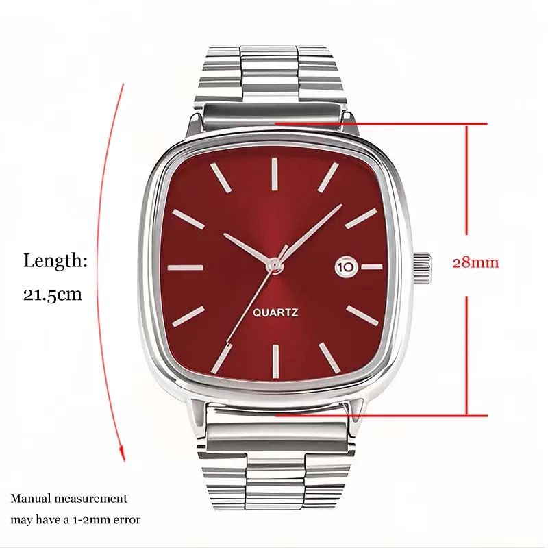 Luxury Square Quartz Watch for Men Casual Student Fashion Simple Design Versatile Stylish Calendar Watches Male Female