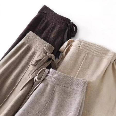 High Waist Knitted Woolen Wide Leg Pants Autumn Winter New Style Drapey Floor-Length Casual Trousers Skin-friendly Warm