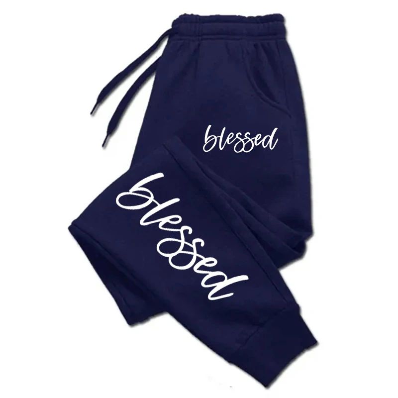 Autumn Woman Man Casual Loose Sweatpants Letter Printed Fitness Pocket Drawstring Sport Pants Fleece Warm Jogging Sportswear