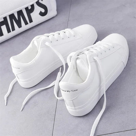 Women Sneakers Fashion Breathble Vulcanized Shoes Pu Leather Platform Shoes White Lace Up Casual Shoes Zapatos Mujer