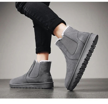 2025 New Men Boots Winter Warm Plush High Tops Leather Casual Shoes Outdoor Fashion Snow Boots