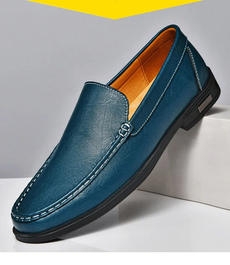 Genuine Leather Slip on Loafers Men Formal Dress Shoes Office Driving Wedding Party Mocasines Hombre Big Size Casual Shoes