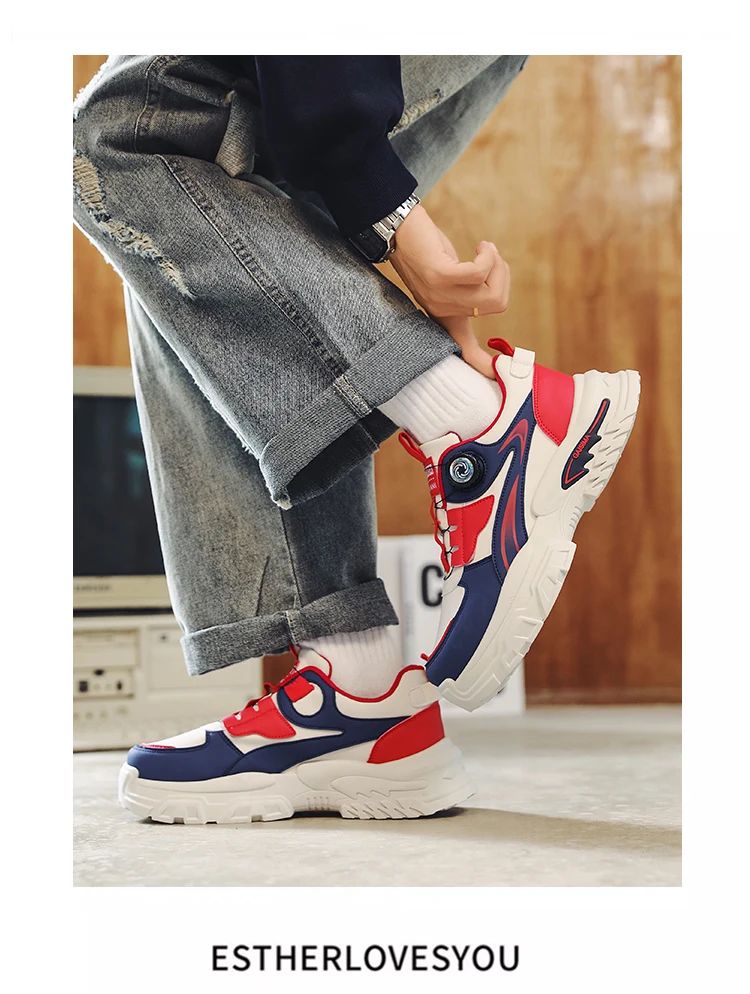 Autumn New Men's Sneakers Versatile High-Top Trendy Thick-Soled Running Shoes Casual Fashion Shoes Suitable for Outdoor Sports