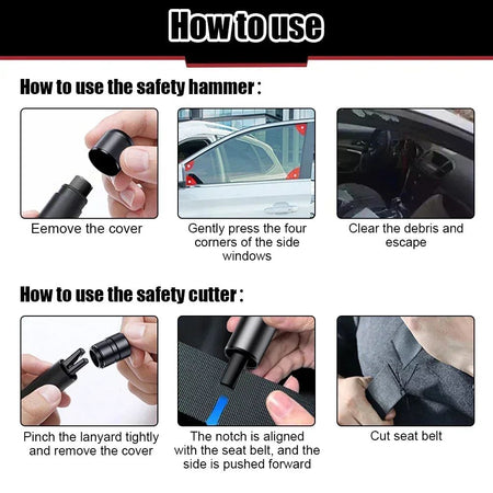 1/4 Pcs Car Safety Hammer 2 in 1 Emergency Glass Breaker Cut The Seat Belt Rescue Tool English Packing Car Accessories
