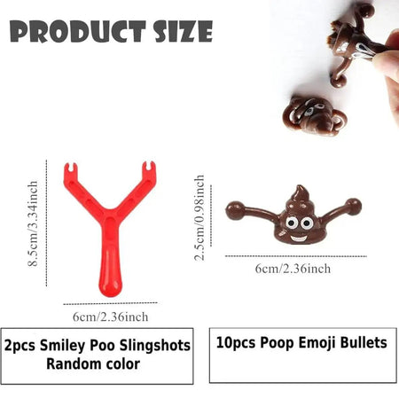 12pcs Poop Slingshot Toy Mini Rubber Slingshot Flying Poop Toys Smiling Stretchy Toy Stress Relief Toy Gift for Kids Adult Party