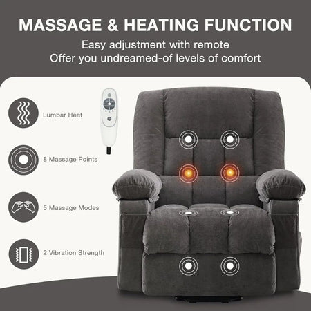 Power Lift Recliner Chair Recliners for Elderly with Heat and Massage Recliner Chair for Living Room with Infinite Position