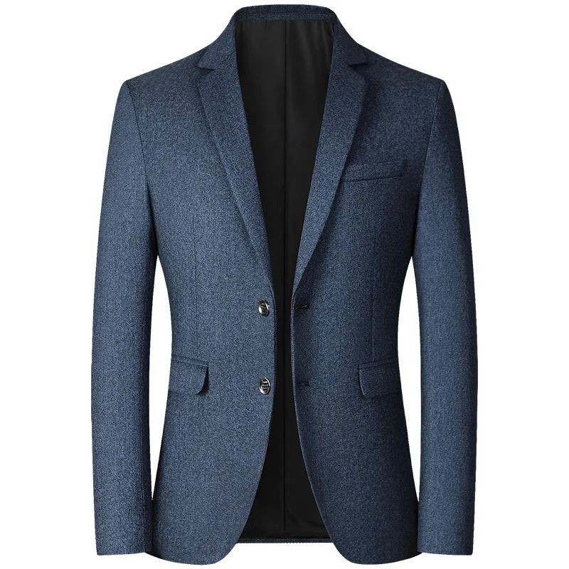 Black Men V-neck Single-breasted Suit Jacket, Fashion Slim Dress Coats, Blue Gray Yellow Blazers, Male Casual Tops Asian Size