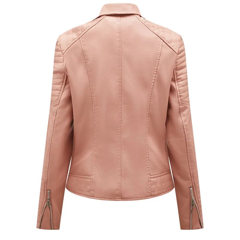 Black Women Faux Leather Jacket Spring Autumn Zipper Casual Pu Coat Female Biker Outerwear Ladies Clothes S-XXXL