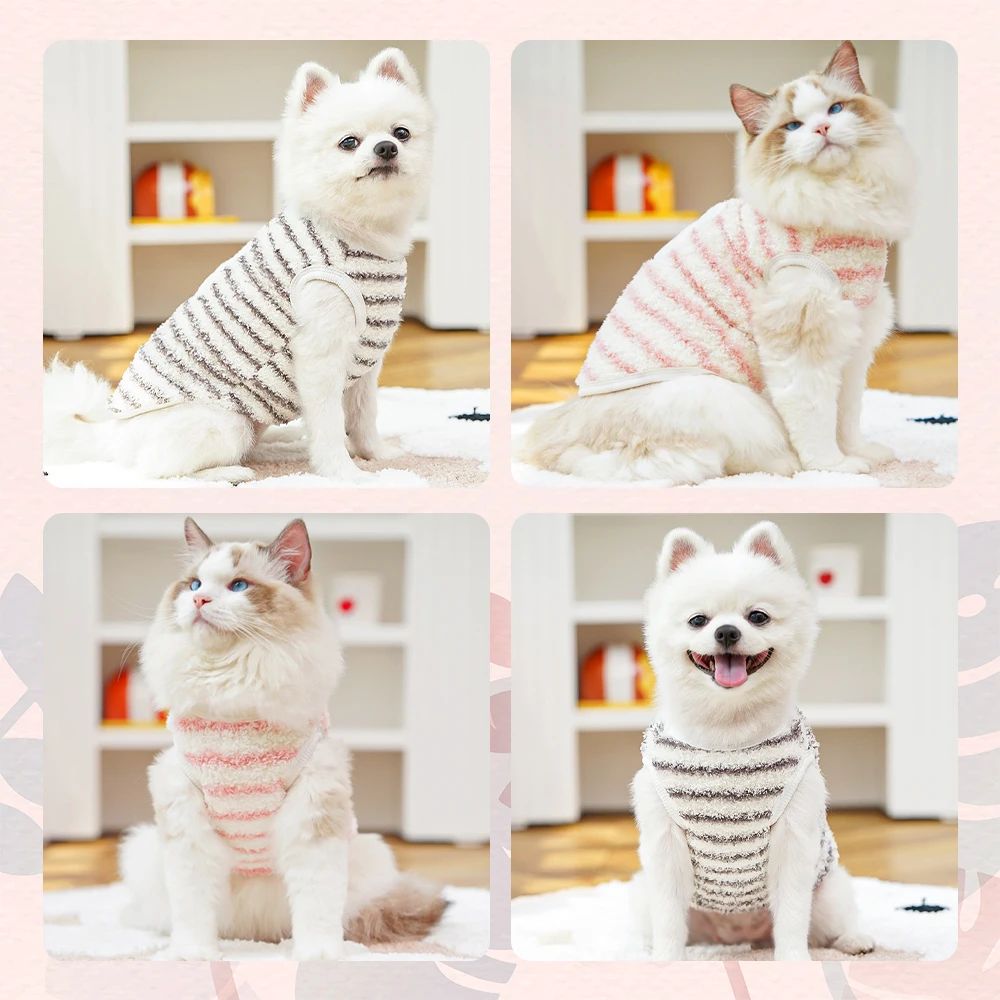 Flannel Thermal Vest Cats Dogs Winter Warm Fleece Jacket For Puppies Hairless Cats Small Breeds Autumn Winter Cozy Pet apparel