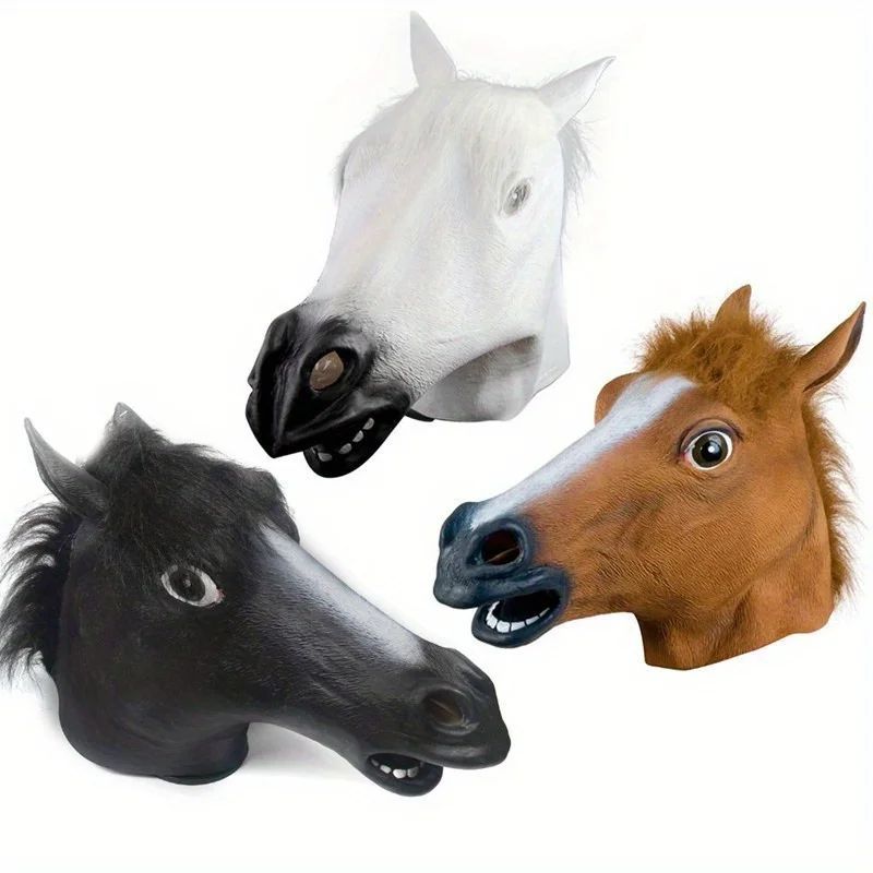 1 Pcs Funny Halloween Mask Halloween Decorations Horse Head Latex Masks Masquerade Party Decorations Adult Happy Halloween