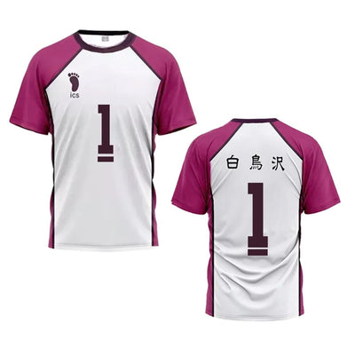 Haikyuu Jersey Japanese Anime Cosplay Tops Shiratorizawa Academy Volleyball Uniform Wakatoshi Ushijima Loose Sports T Shirt