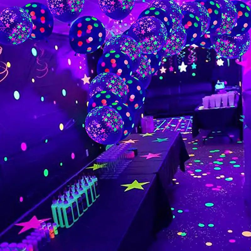 60/10PCS Fluorescent Balloons Glow In The Dark Luminous Dots Latex Balloon For Birthday Wedding Party Decoration Kids Gifts Toys