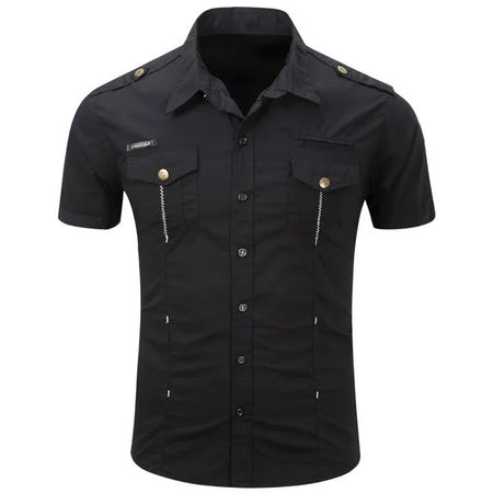 Euro Size White Short Sleeve Men's Uniform Shirt Safari Shirt Summer Casual 100% Cotton Cargo Outdoor Pocket Work Shirts for Men