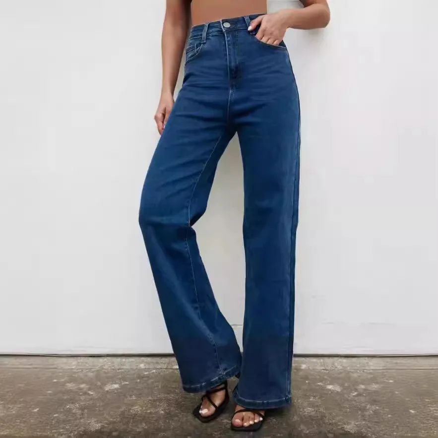 High Waist Wide Leg American Style Summer Casual Women's Jeans Floor Length Design Sensation Fashionable Chinese Brand