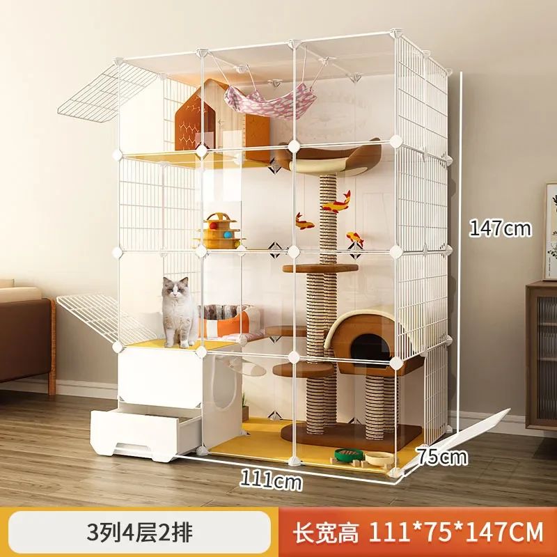 '-Luxury Cat Cage Home Indoor Livingroom Balcony Cats Villa Super Large Free Space Kitten Pet House with Climbing Frame