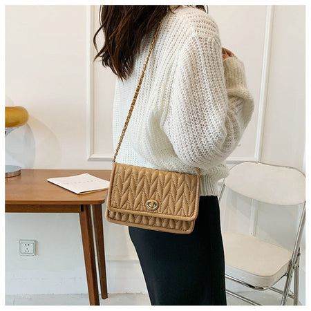 New Fashion Women's Shoulder Bag Simple Chain Texture Small Square Bag Light Luxury Party Crossbody Bag Purses and Handbags