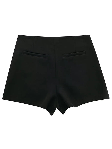Willshela Women Fashion Solid Side Zipper Skirts Shorts Vintage High Waist Female Chic Lady Shorts