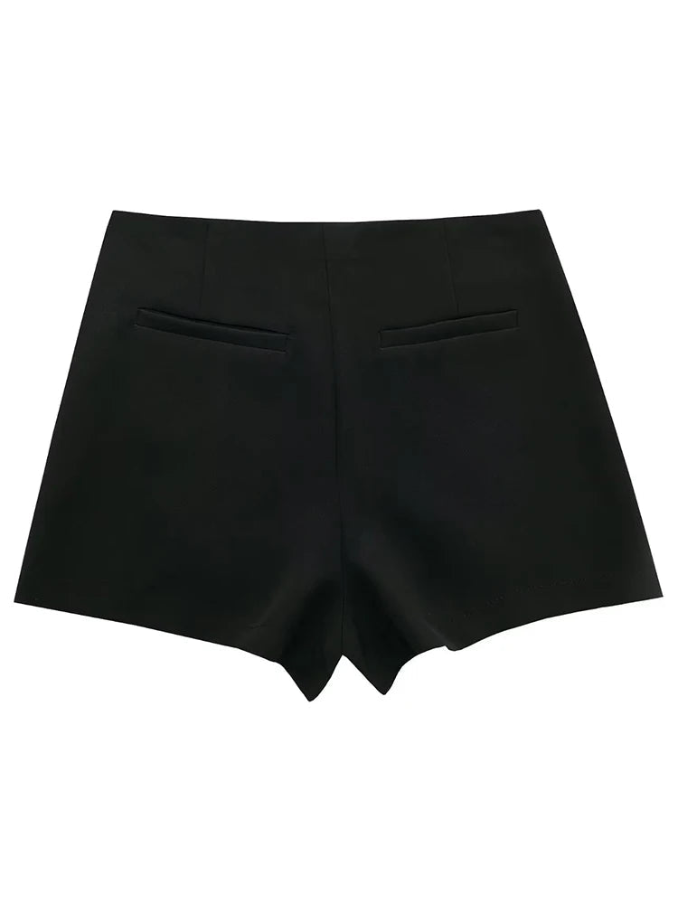 Willshela Women Fashion Solid Side Zipper Skirts Shorts Vintage High Waist Female Chic Lady Shorts