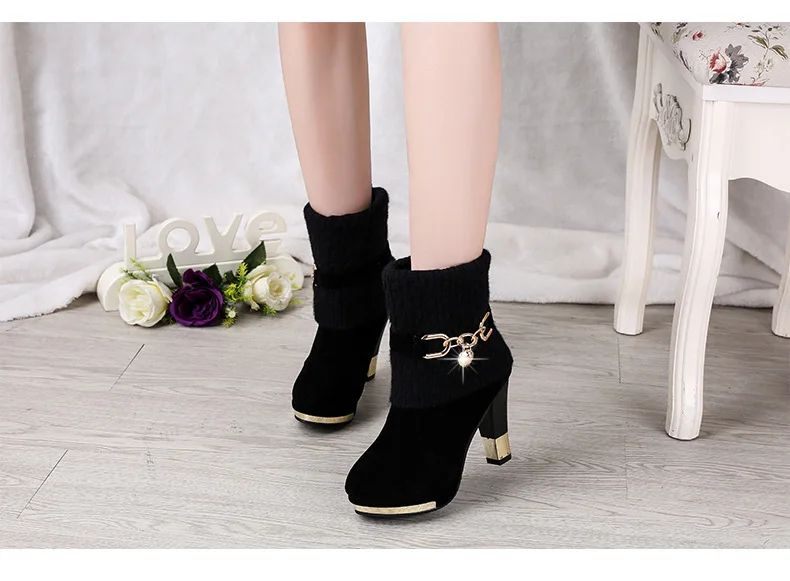 Super High Heels Platform Shoes Women High Heels Women Pumps Shoes Pointed Toe Suede Ankle Boots for Women Thick Heels Boots NEW
