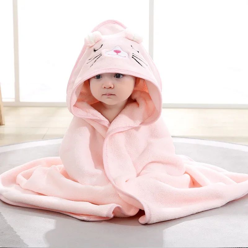 Cartoon Animal Baby Hooded Bath Towels Toddler Bathrobe Warm Sleeping Swaddle Wrap for Boys Girls Newborn Soft Towel Blanket