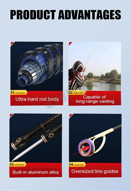 2.1m-4.5m Telescopic Fishing Rod  Travel Surf Rod Spinning Power 10-250g Distance Throwing Pole High Carbon Baitcasting Rod
