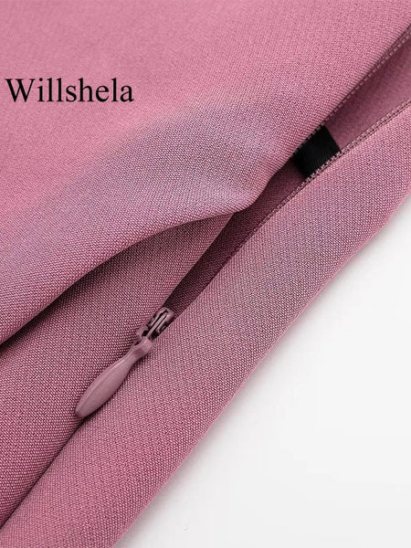 Willshela Women Fashion Solid Side Zipper Skirts Shorts Vintage High Waist Female Chic Lady Shorts