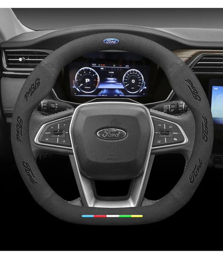 Car Suede Anti-slip Steering Wheel Cover For Ford Mondeo Focus Raptor Puma Edge Explorer Ecosport Ranger F150 Kuga Fiesta Fusion