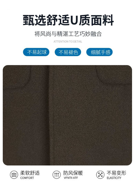 Men's Long Over-the-Knee Trench Coat Youth Black Business Casual Suit Collar Overcoat Mid-Length Trench Coat