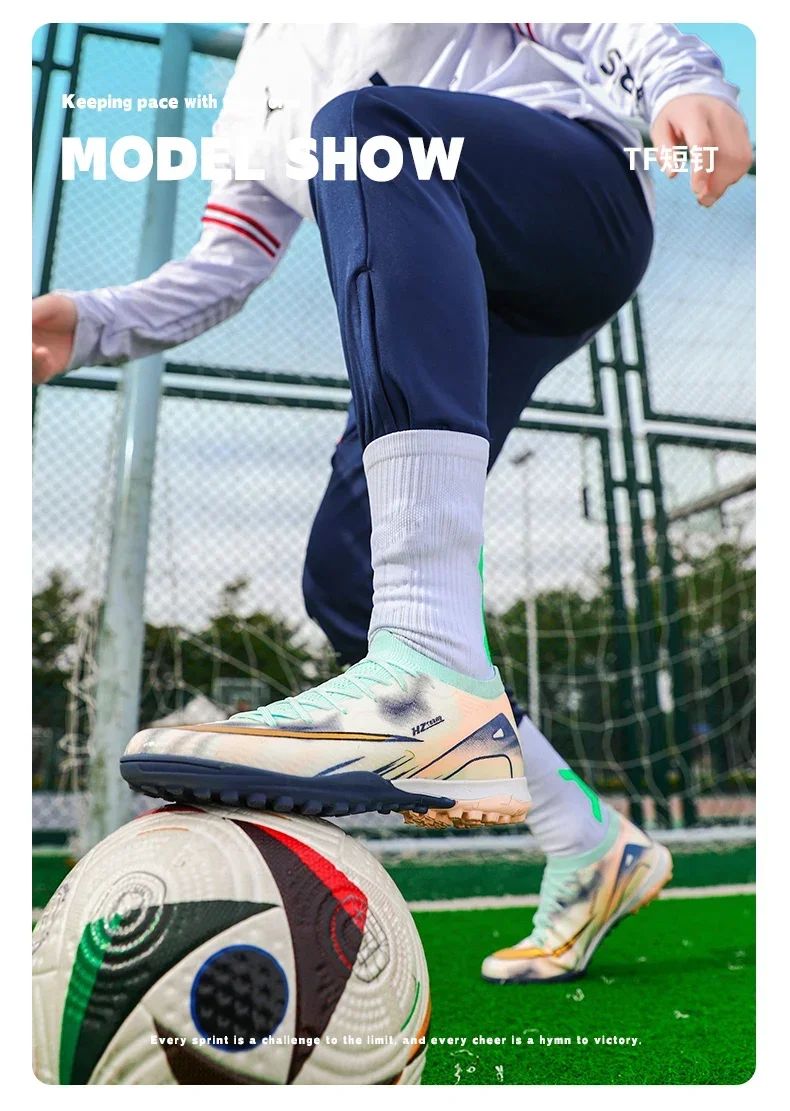 New Men Football Boots Match Ultralight Grass Cleats Soccer Shoes Sneakers Indoor Breathable Long Spikes Training Drop Shipping