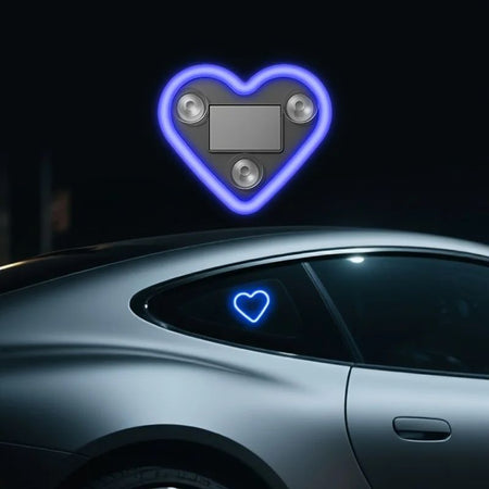 Solar-Powered Led Car Window Neon Lights - Heart-Shaped Rgb-Free Color-Changing Interior Wiring Free Atmosphere Light