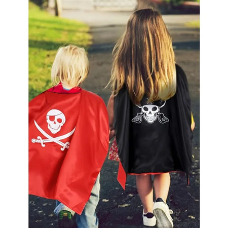 3-12Y  Pirate Skull Cape Toddler Play House Dress Up Cape Printed Pattern Holiday Performance Fashion Suit Halloween Party Gift