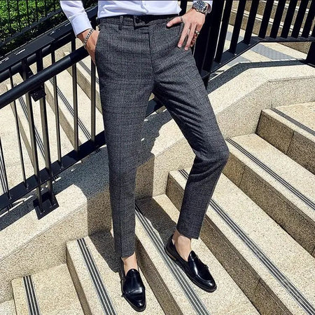 Dark Blue Men's Suit Three Piece, Business Casual Jacket and Vest with Trousers, Gray Dark Brown Slim Fit Sets, Asian Size