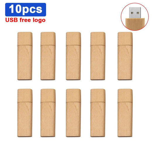 10pcs/lot Customize Logo Wood Wedding Gift USB 2.0 Flash Drive 4GB 8GB 16GB 32GB Pendrive Mini Creative Pen Drive Memory U Stick
