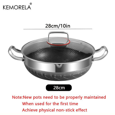 304 Stainless Steel 26/28/30cm Frying Pan Food Grade Non Stick Pan Honeycomb Pot Bottom Induction Cooker Gas Stove General Wok